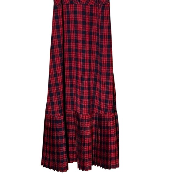 Urban Outfitters Black/Red Plaid Maxi Dress Pleated Bottom Ruffle Sz S - Picture 4 of 10